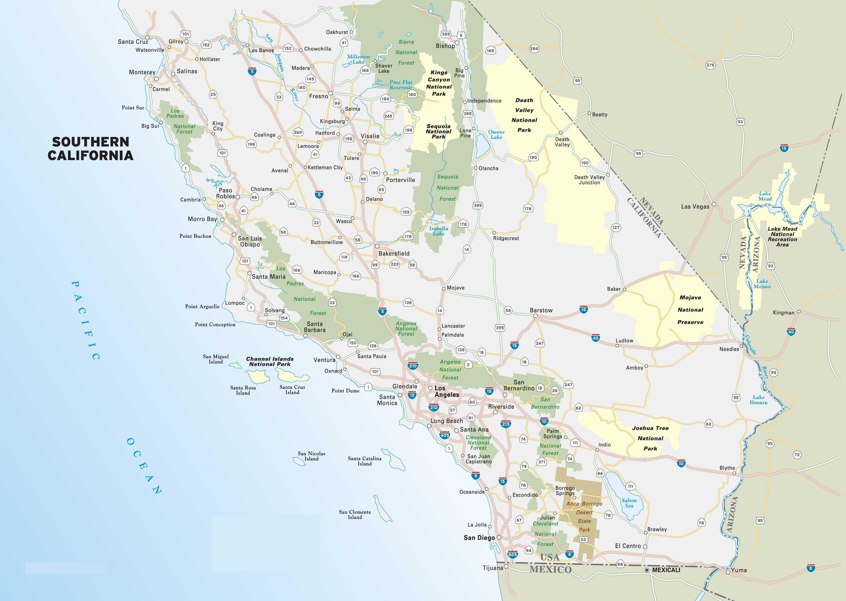 Map of Southern California, Map of California
