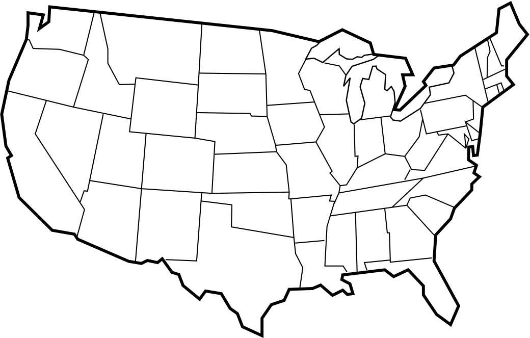 printable blank map of the United States