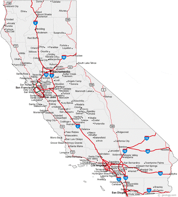 map of california, california map