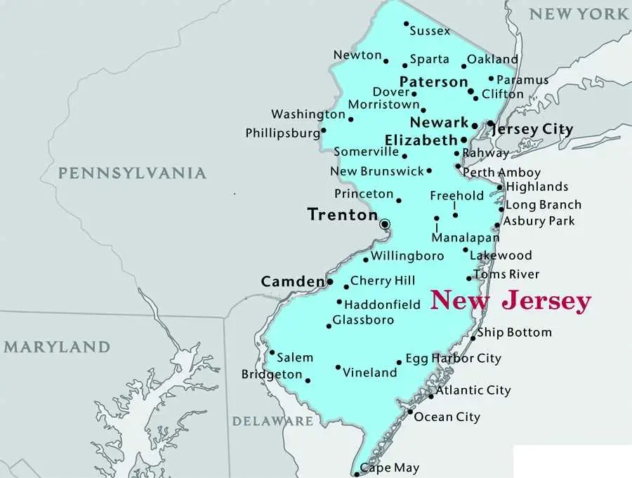 map of new jersey, new jersey map