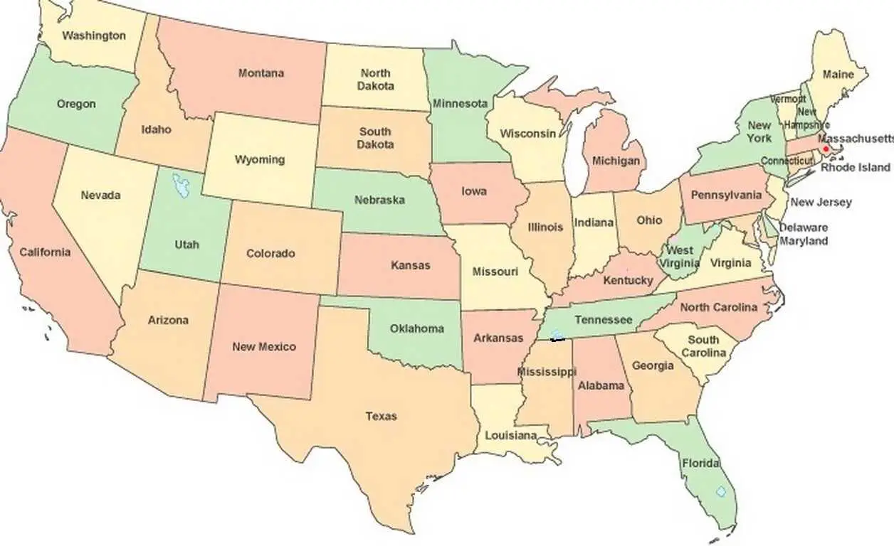 Massachusetts on USA Map