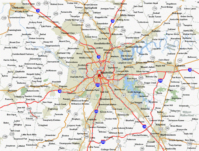 Map of Nashville