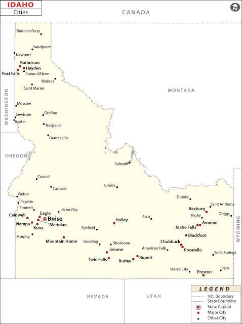 Map of Idaho Cities