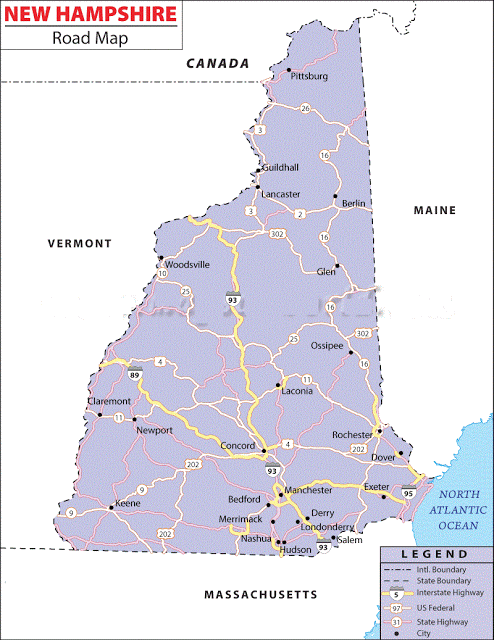 Roadmap of New Hampshire