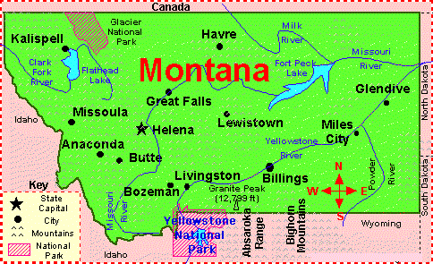 Montana in USA Map