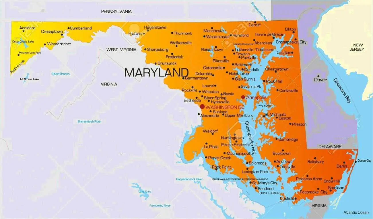 MaryLand USA Map