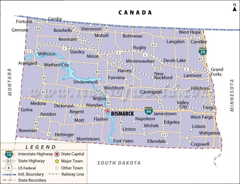 North Dakota on USA Map