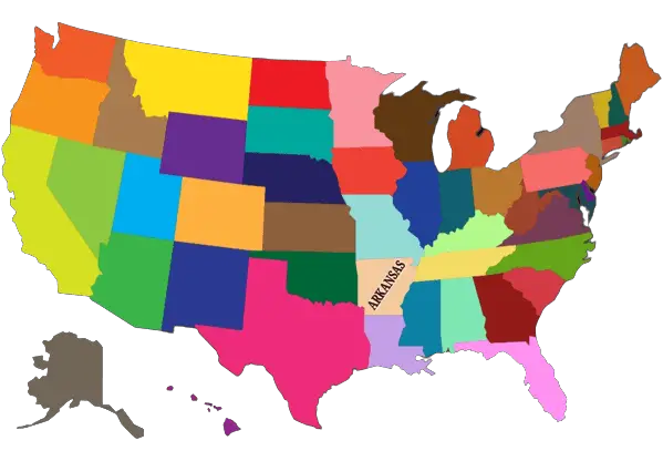 Arkansas on Map of US