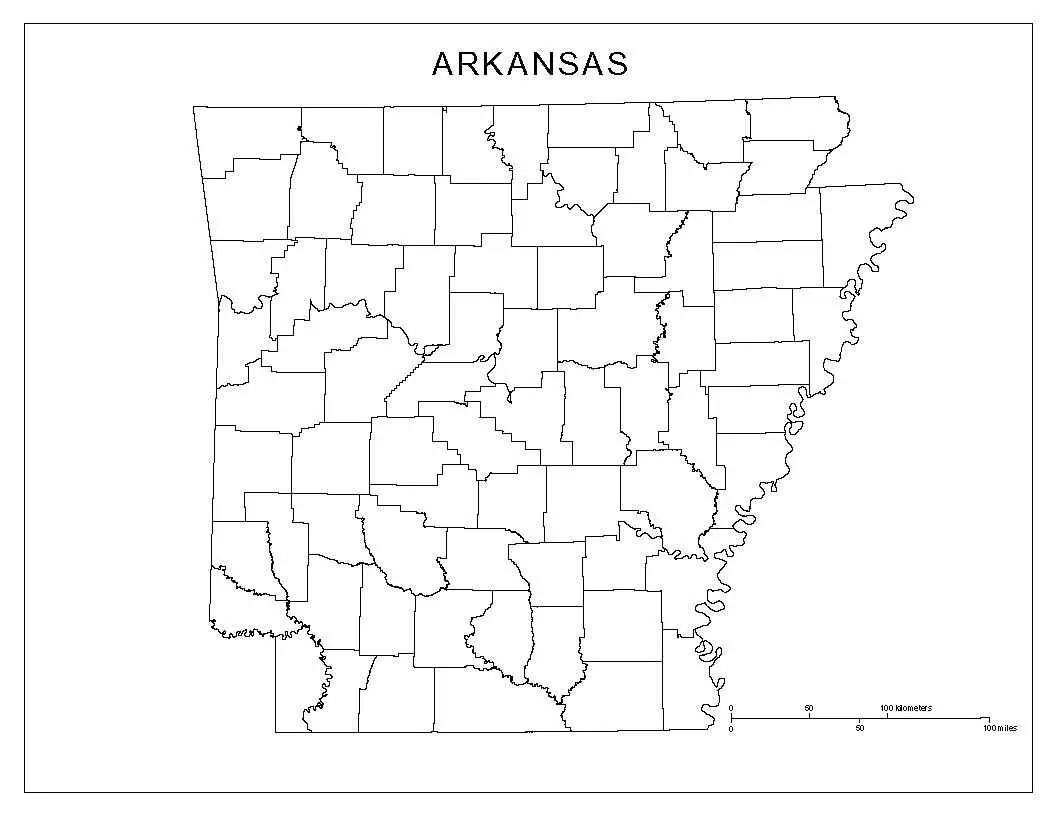 Blank Map of Arkansas Countries